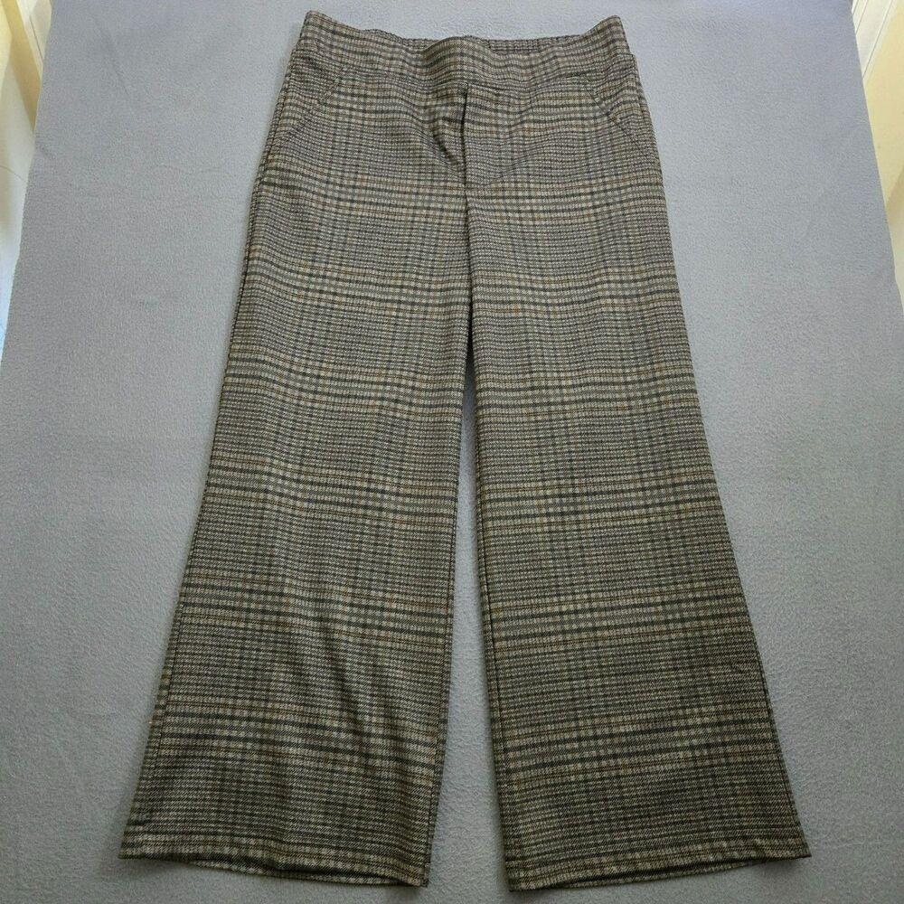 Democracy Women XS High Rise Plaid Pull-On Wide Leg Trousers